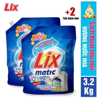  COMBO 2 túi nước giặt LIX matic hương nước hoa ̣ 2 túi x 3.2kg  NGM04 - Chuyên dụng cho máy giặt 