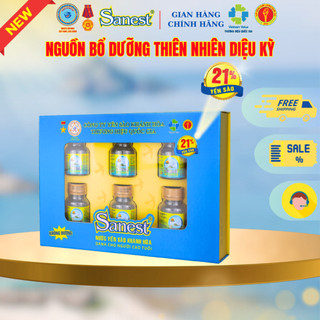   NEW   Hộp 6 lọ quà tặng   Nước yến Sào Khánh Hòa Sanest Người Cao Tuổi - Không đường 