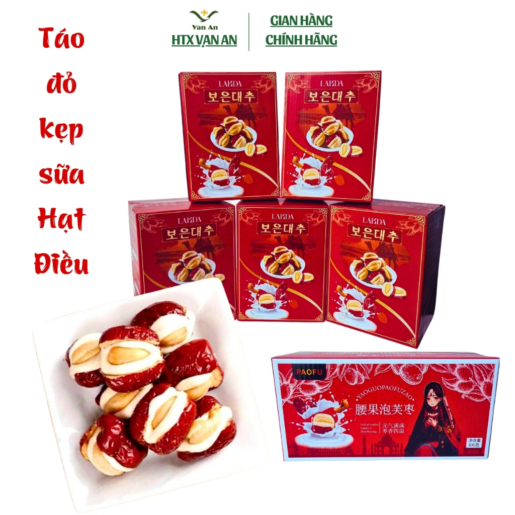 Kẹo táo đỏ kẹp sữa lạc đà và nhân hạt điều béo ngậy thơm ngon dẻo