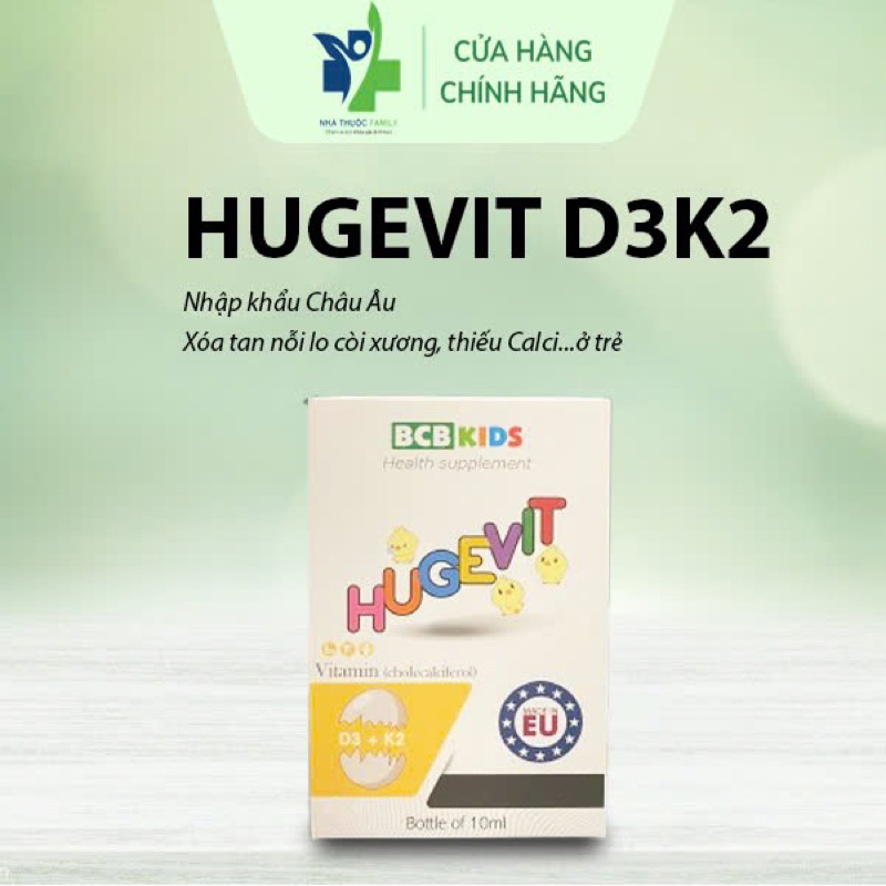 Hugevit D3K2 - Nhập Khẩu Châu Âu - Xoá tan nỗi lo còi xương, thiếu calci..