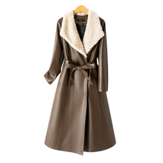  ÁO KHOÁC DA NỮ DÁNG DÀI CỔ VEST CAO CẤP LÓT LÔNG VŨ 