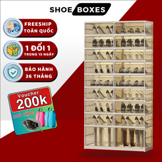 Tủ giày thông minh SHOE BOX 9 Tầng, 36 Đôi [9104T-8-1G], Tủ giày nhựa ABS nguyên sinh, có bánh xe