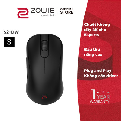 BenQ ZOWIE S2-DW_Chuột gaming không dây eSports _Đầu thu nâng cao, polling rate 4000Hz, cảm biến PAW3950