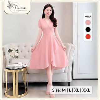 Đầm Dự Tiệc 47-68kg NANISSA SHOP cổ tròn giả tầng tạo điểm thu hút