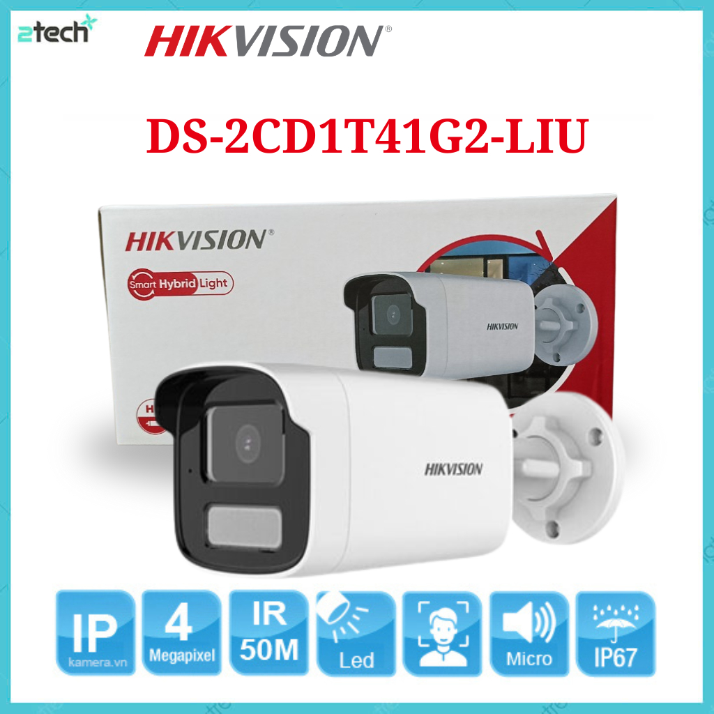 Camera HIKVISION IP POE 4.0MP  Ngoài Trời - Có Màu Ban Đêm - Mic Thu Âm - Hỗ trợ POE