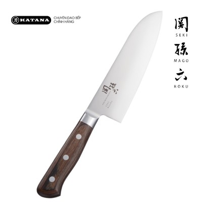 Dao thái đa năng của Nhật Bản cao cấp KAI Kujaku cán gỗ Santoku - AB5446 (165mm)