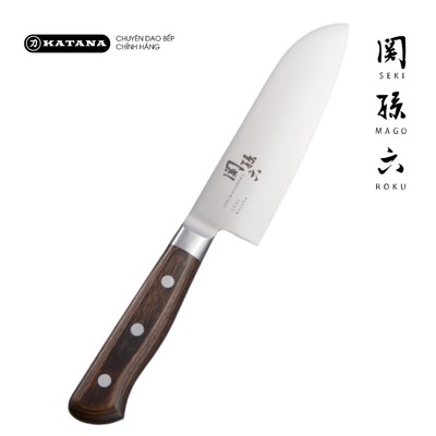 Dao thái đa năng của Nhật Bản cao cấp KAI Kujaku cán gỗ Small Santoku - AB5447 (145mm)