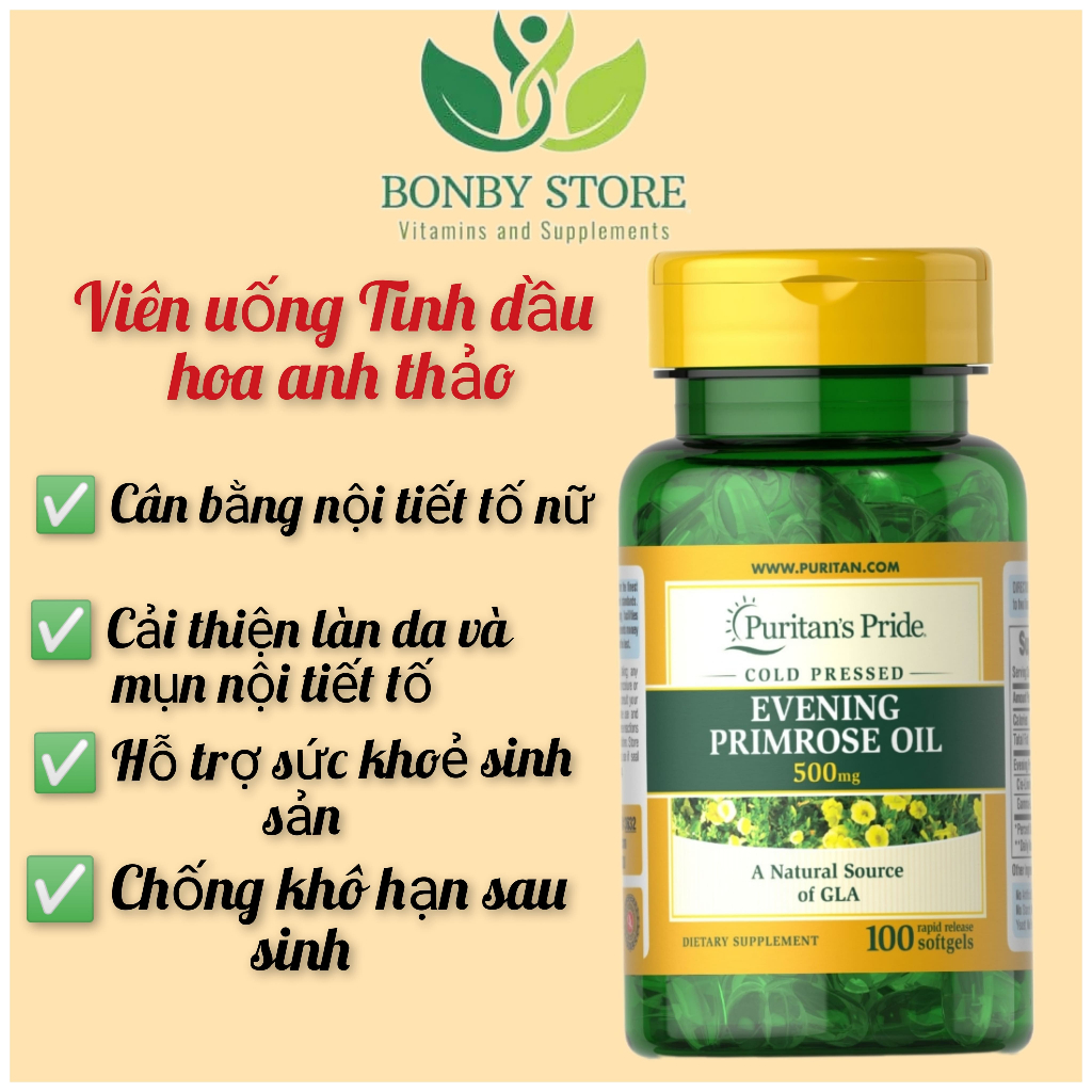 (BILL US) TINH DẦU HOA ANH THẢO PURITIAN'S PRIDE 500MG 100v