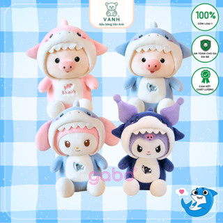 Gấu Bông Kuromi cosplay cá mập, Melody Áo cá Mập, Heo mặc đồ baby shark. Hàng đẹp y hình K3T3