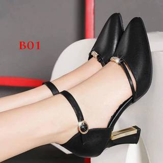Giày cao gót bít mũi (fom ôm tăng size) gót nhọn phối màu cao cấp 5p 7p B01