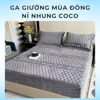 [Đệm Dày 5 - 25cm] Ga Giường Mùa Đông Nỉ Nhung COCO Không Rụng Lông Sang Trọng Chất Liệu Dày Dặn Bộ Ga Gối Nỉ Nhung