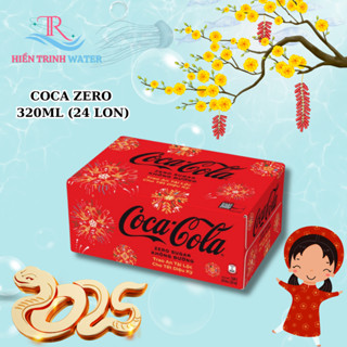  Nước Ngọt Coca Cola Zero Không Đường 320ml  Thùng 24 Lon  - Coca Zero Xuân 2025 