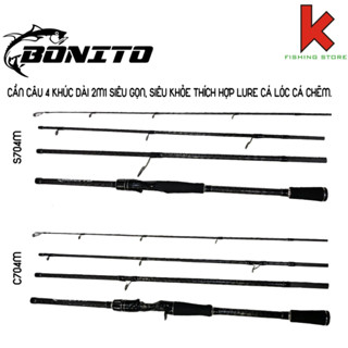Cần lure 4 khúc HORAI BONITO khỏe thích hợp câu cá lóc cá chẽm đi dã ngoại có ngọn thay thế