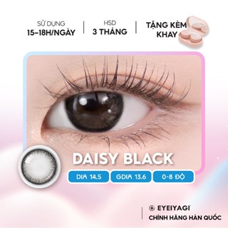 Kính áp tròng EYEIYAGI màu đen Daisy Black lens cận 3 tháng DIA 14.5mm có lệch độ (0-8)