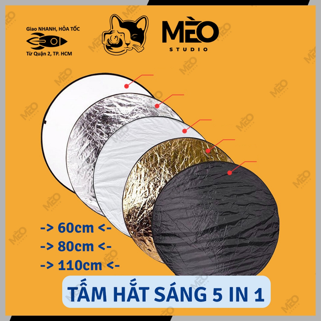 Tấm Hắt sáng 5in1 Tròn, Miếng Hắt Sáng 5 Trong 1 Chụp Ảnh Chuyên Nghiệp - 906