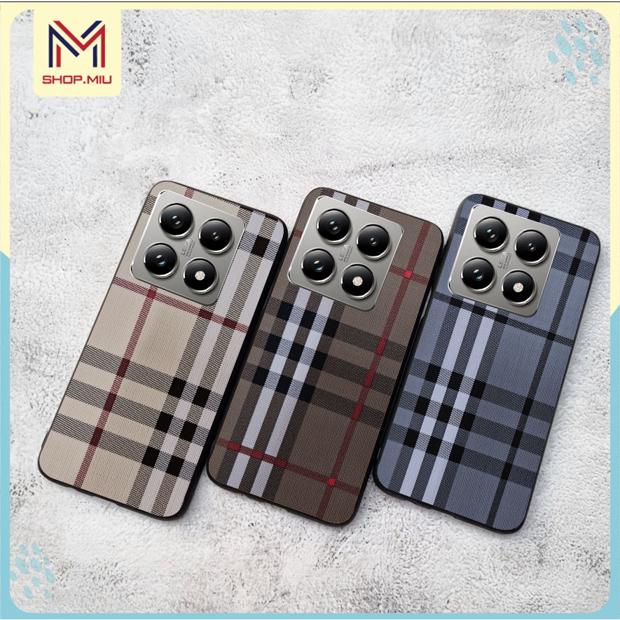 Ốp da kẻ sọc Xiaomi 13 / Xiaomi 13 pro / Xiaomi 14T pro / Xiaomi 14 pro / Xiaomi 13T pro chống sốc b
