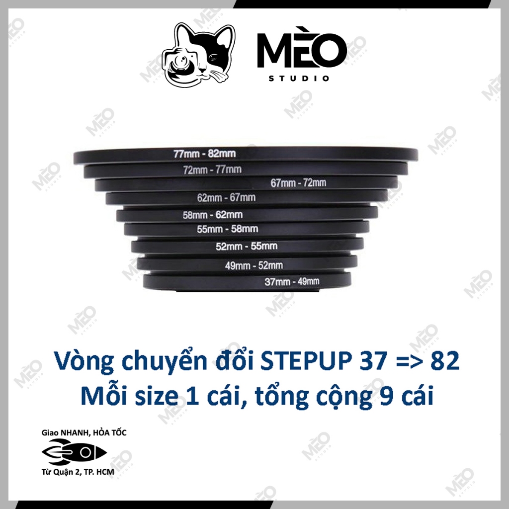 (Đủ size) Step up ring - Vòng chuyển tăng size filter của ống kính - 903
