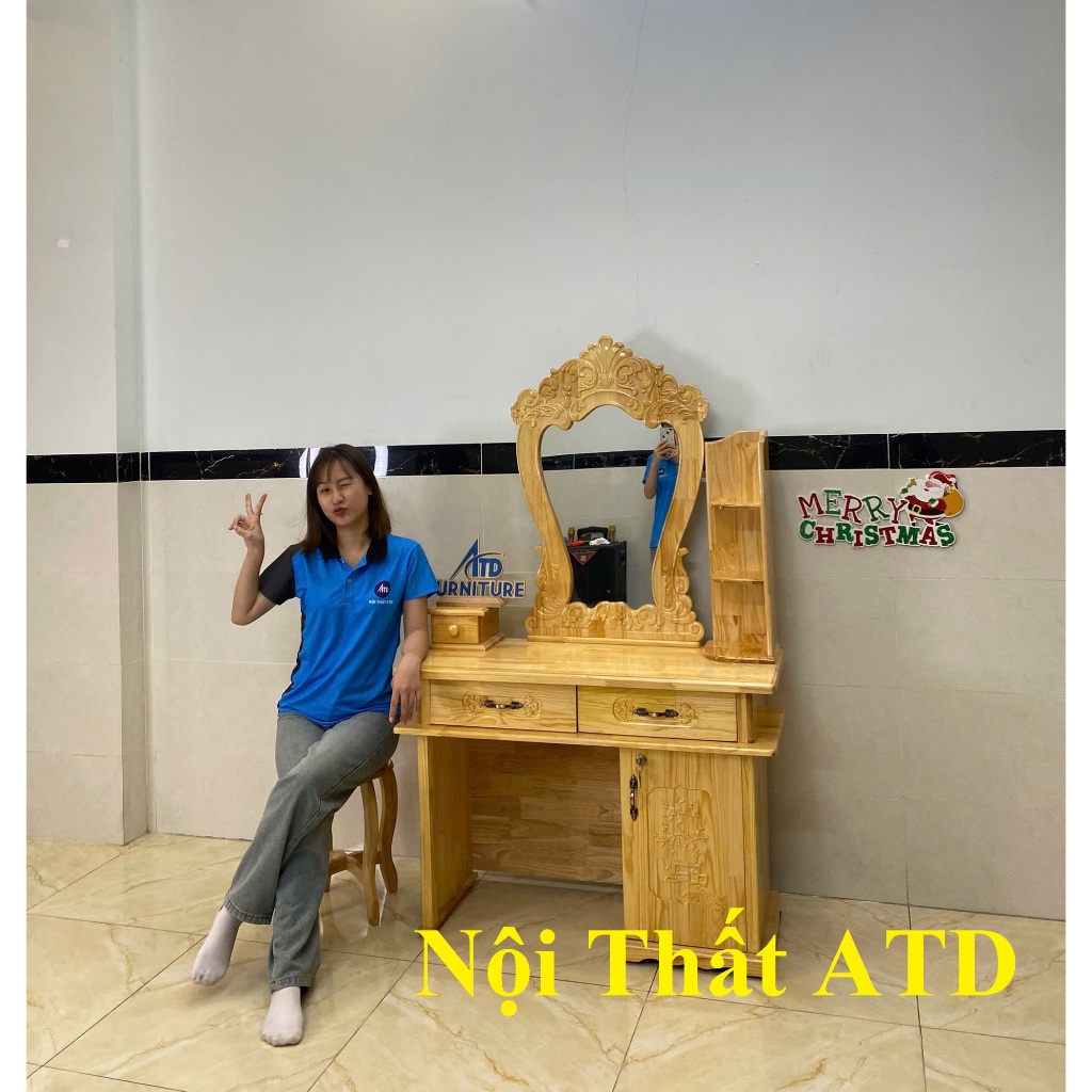 Bàn Trang Điểm Gỗ Thông Ngang 80cm, 1m HCM
