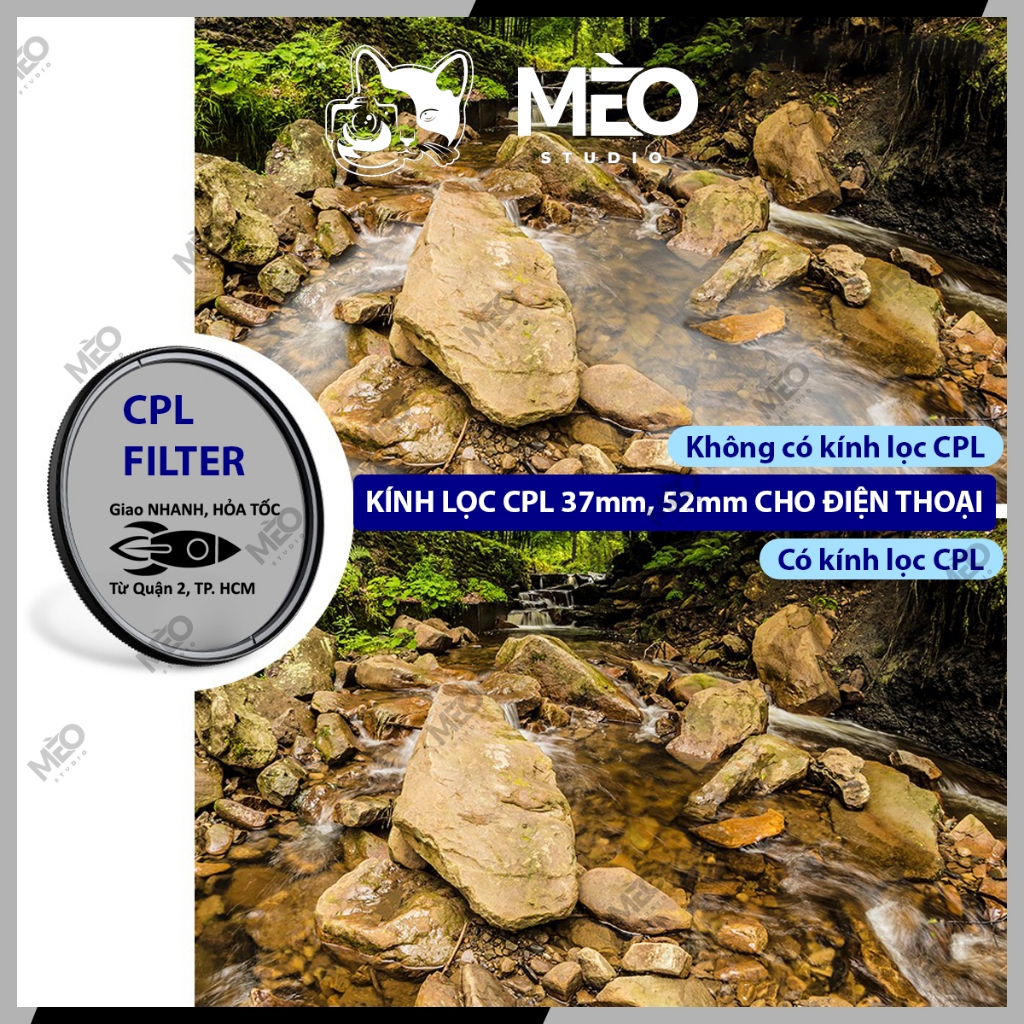Kính Lọc Phân Cực CPL 37mm, 52mm Filter Dành Cho Mọi Lens Ống Kính Điện Thoại - 909