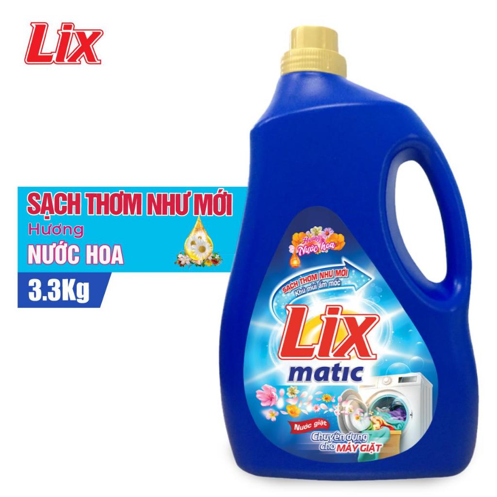 Nước Giặt LIX Matic Chuyên Dụng Cho Máy Giặt, Sạch Thơm, Hương Nước Hoa CHAI 3.3KG - Mã NGM03