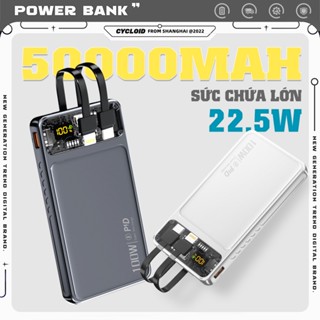 Sạc Dự Phòng 500000mAh Có Sạc Nhanh PD20W Kèm 2 Cáp Sạc Dung Lượng Lớn Màn Hình LED Hiện Thị Phần Trăm Pin
