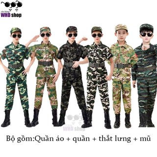 Quần áo bộ đội cho bé bộ cảnh sát bé trai đồ quân phục cho bé bộ đồ ngụy trangcho bé trai bộ đồ swat cho bé trai