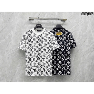 Áo phông boy phố có hoạ tiết logo hai màu trắng đen co dãn thời trang nam nữ phong cách giới trẻ size từ s đến xl