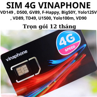Sim & Esim gói 11 tháng  4G Vinaphone VD149 , D500, GV89, F-Happy, Big50Y, Yolo125V , VD89, TD49, U1500, Yolo100m, VD90