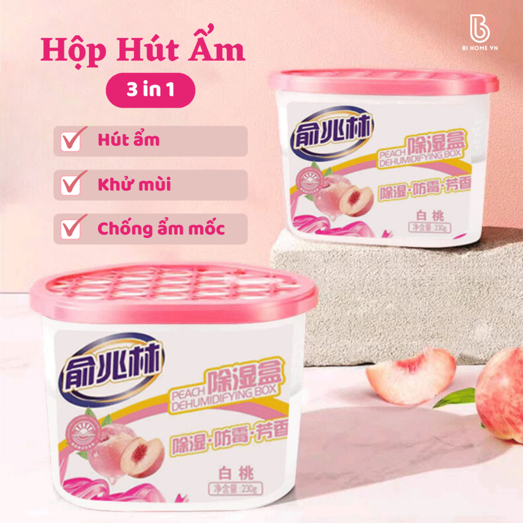 Hộp Hút Ẩm Khử Mùi 3in1 Chống Ẩm Mốc, Hương Hoa Thơm Mát, Túi Hút Ẩm Tủ Quần Áo, Tủ Giày, Phòng Kín