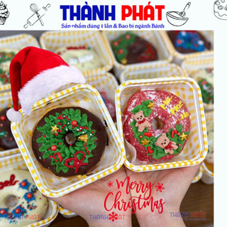  50 Hộp caro vuông đựng kẹp hoa sứ hộp bánh mochi chấm kem sữa - bánh macaron - tiramisu - bánh lạnh 