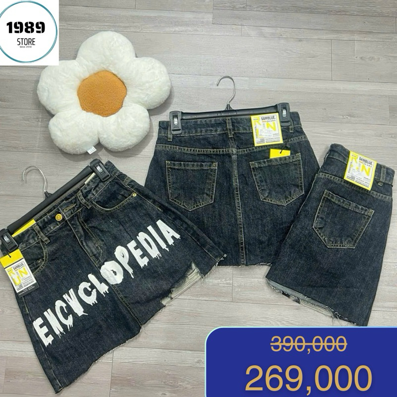 Chân váy jean có lót quần không co giãn kho sỉ 1989 store năng động đi chơi đi tiệc