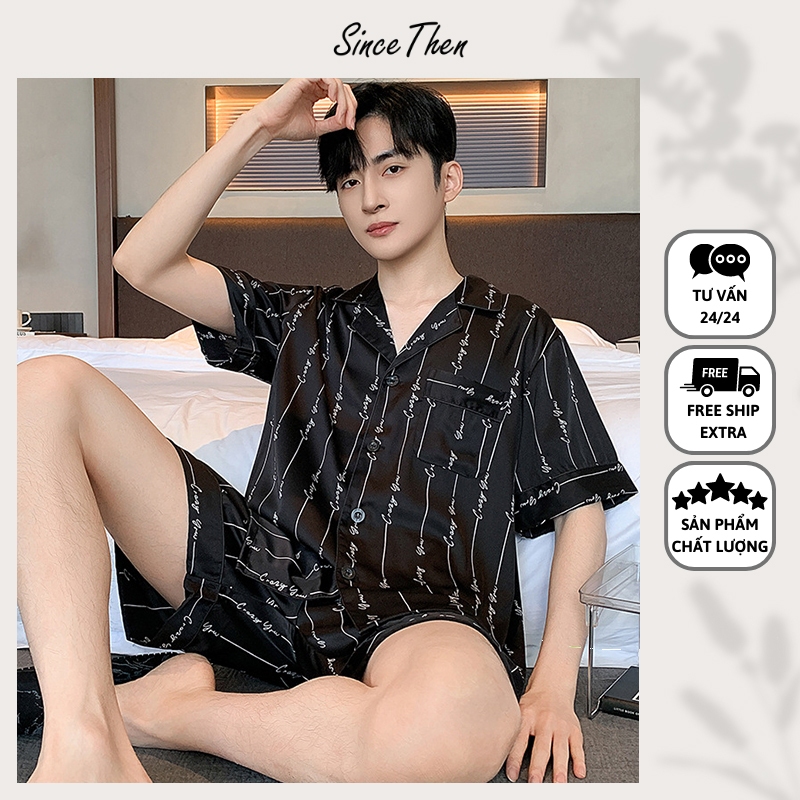 Bộ ngủ pijama nam, bộ pijama lụa cộc tay nam - Since Then