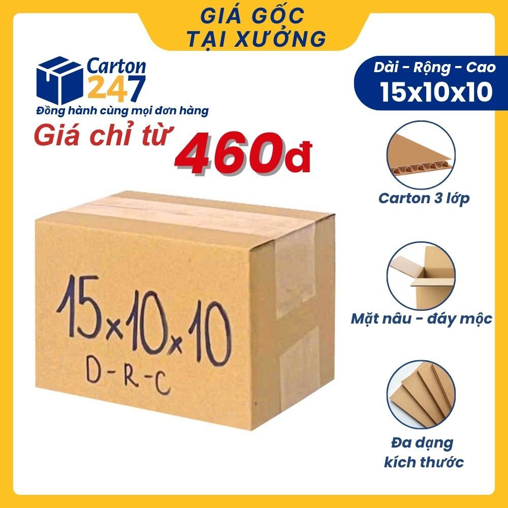 15x10x10 COMBO 100  Hộp carton giấy đóng gói hàng hộp bìa carton giá rẻ - Carton 247