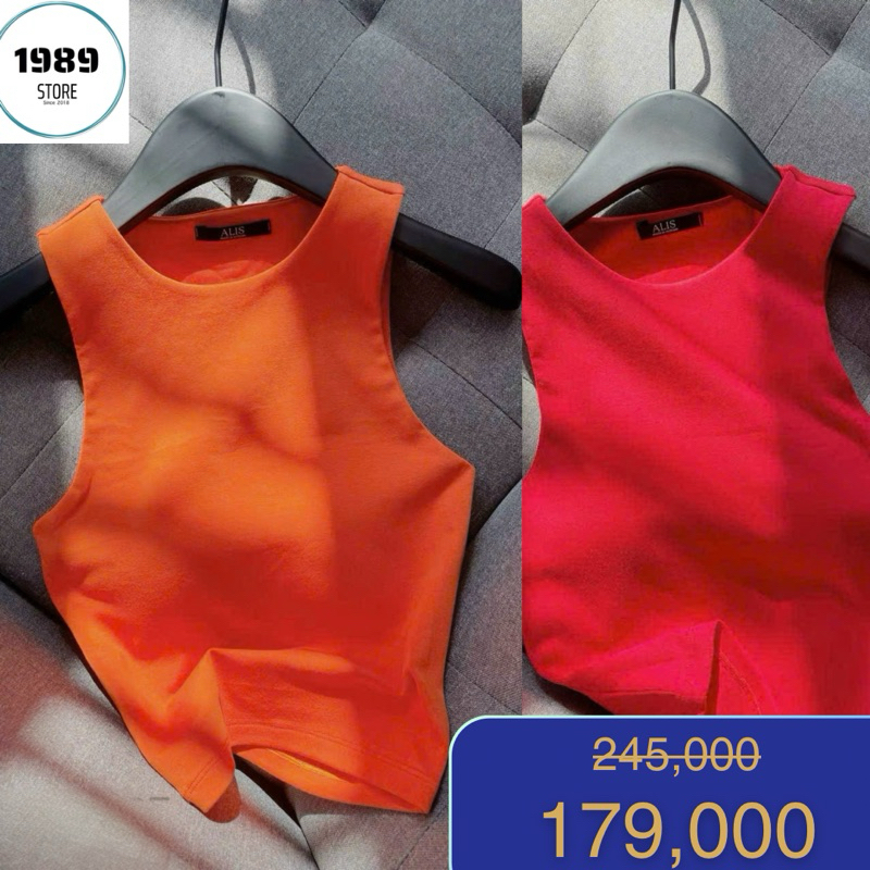 Áo thiết kế 3 lỗ có đệm ngực kho sỉ 1989 store màu cam, đỏ đi chơi xinh