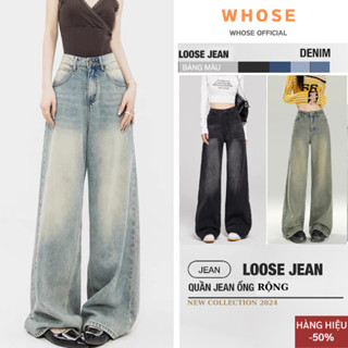 Quần jeans ống rộng nữ - Quần bò lưng cao ống xuông mầu Wash Retro WHOSE