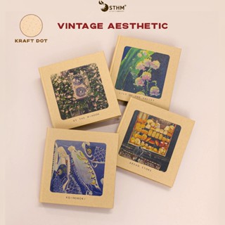 Vintage aesthetic - Sổ tay bìa kraft ruột kraft dot, khổ vuông 14x14cm, dùng làm bujo, vẽ - STHM