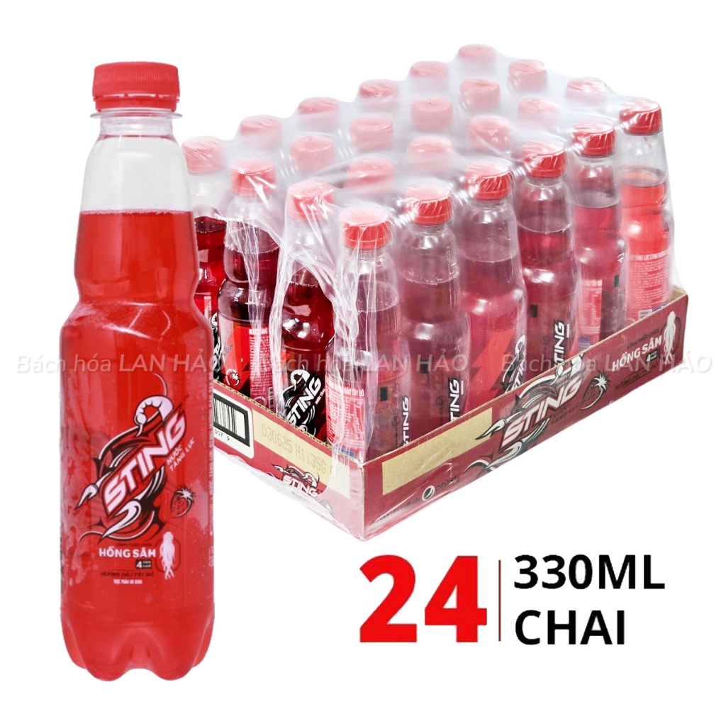 Thùng 24 Chai Nước tăng lực Sting hương dâu 330ml/ Sting vàng