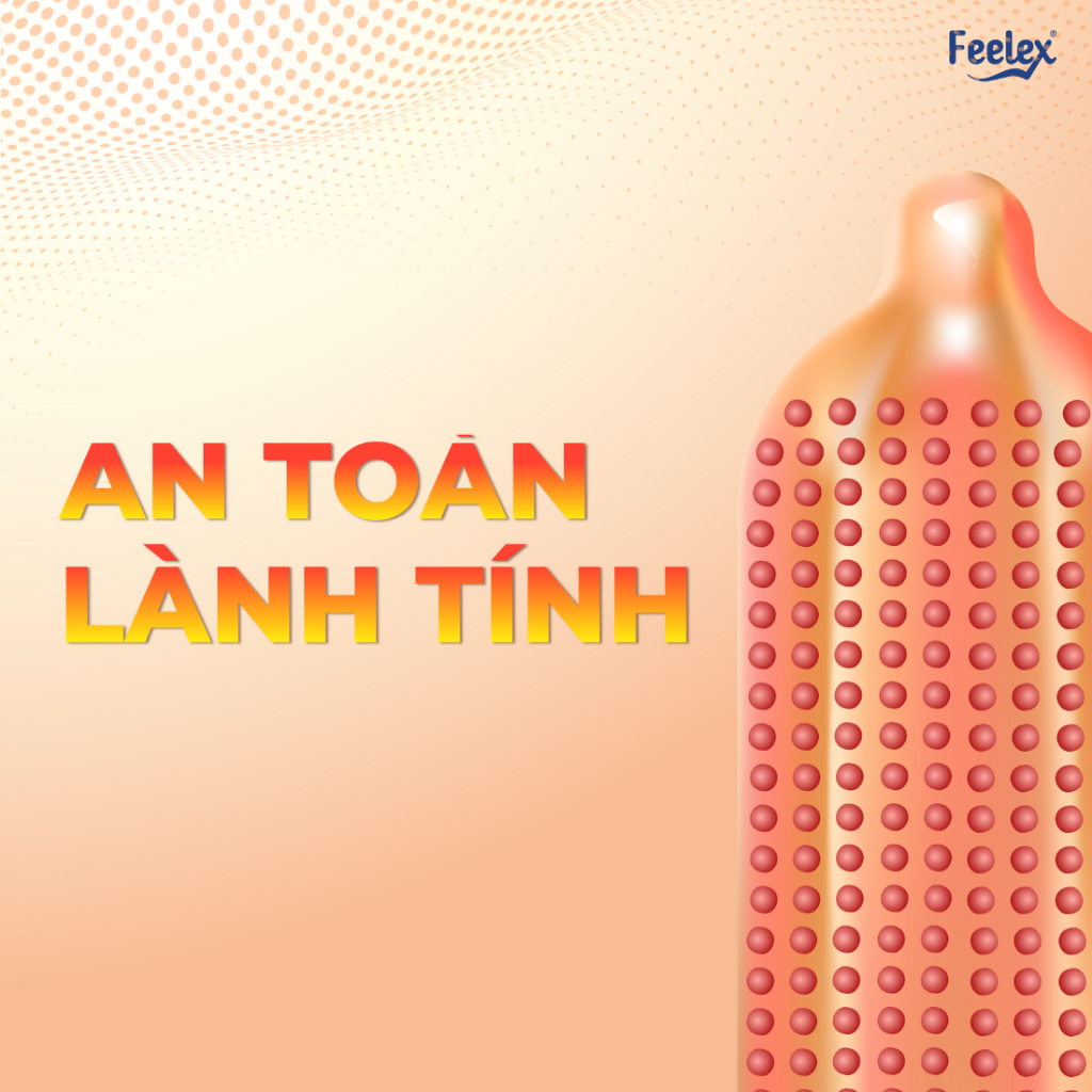 Bao cao su Feelex gân gai, nhiều gel bôi trơn - Hộp 10 bcs