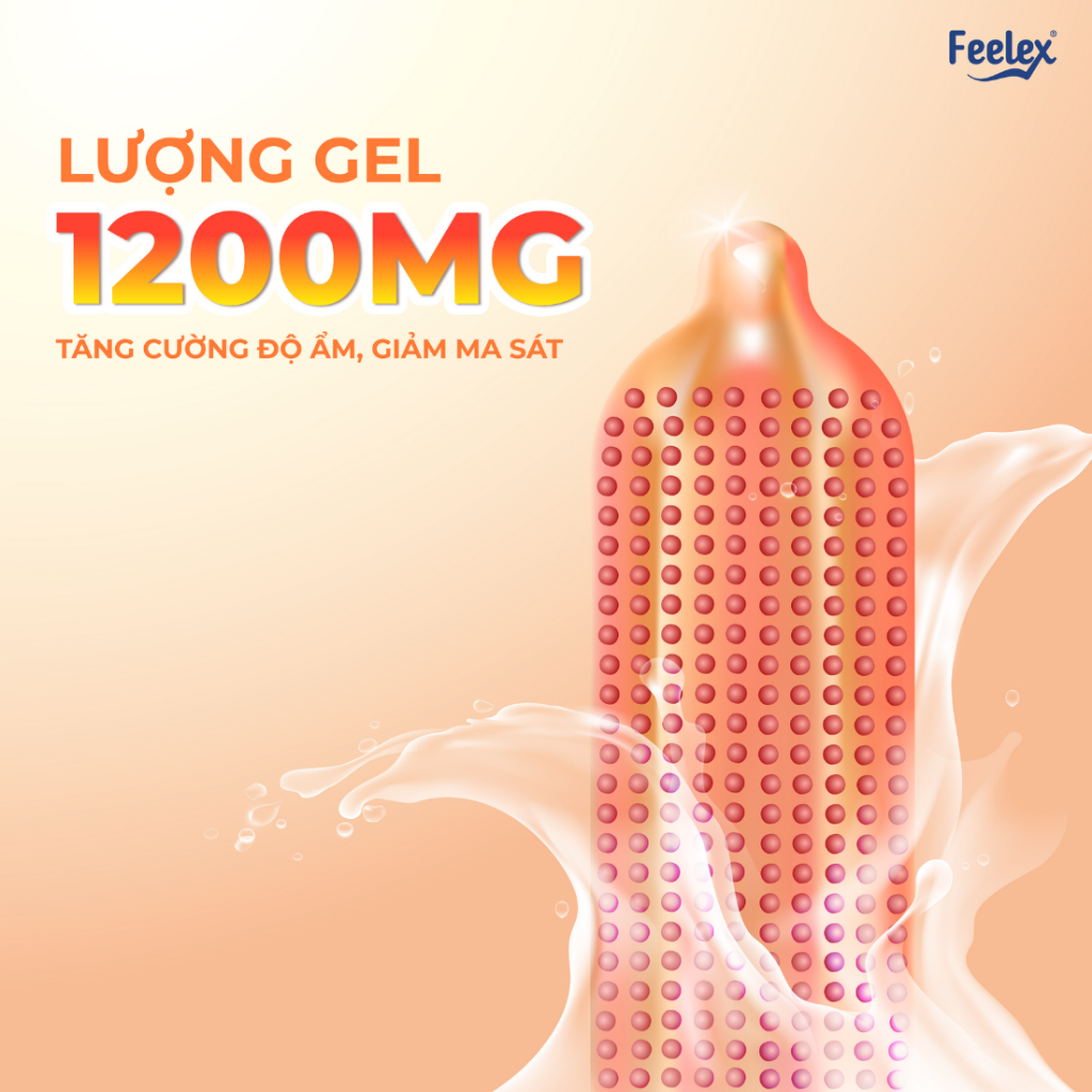 Bao cao su Feelex gân gai, nhiều gel bôi trơn - Hộp 10 bcs