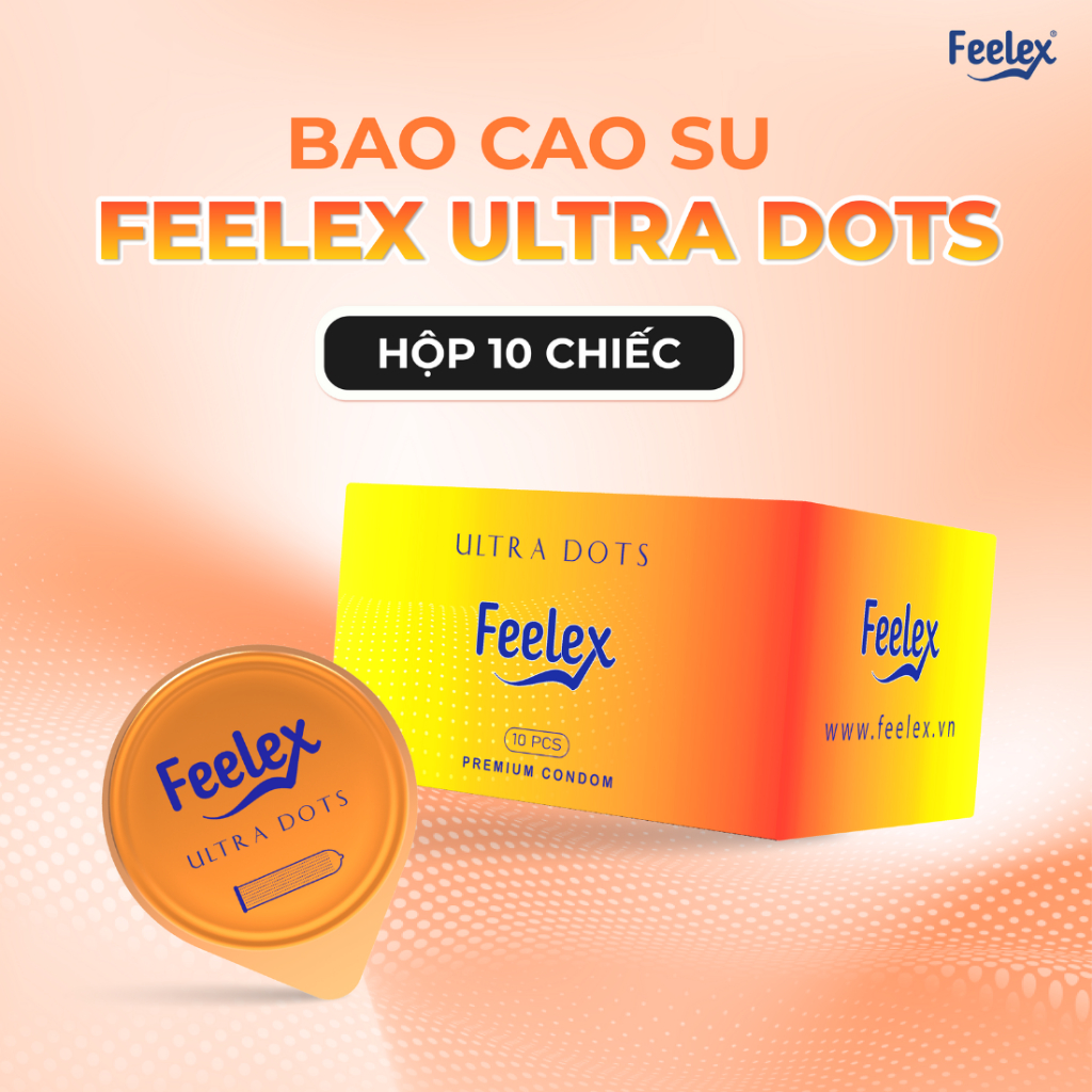 Bao cao su Feelex gân gai, nhiều gel bôi trơn - Hộp 10 bcs
