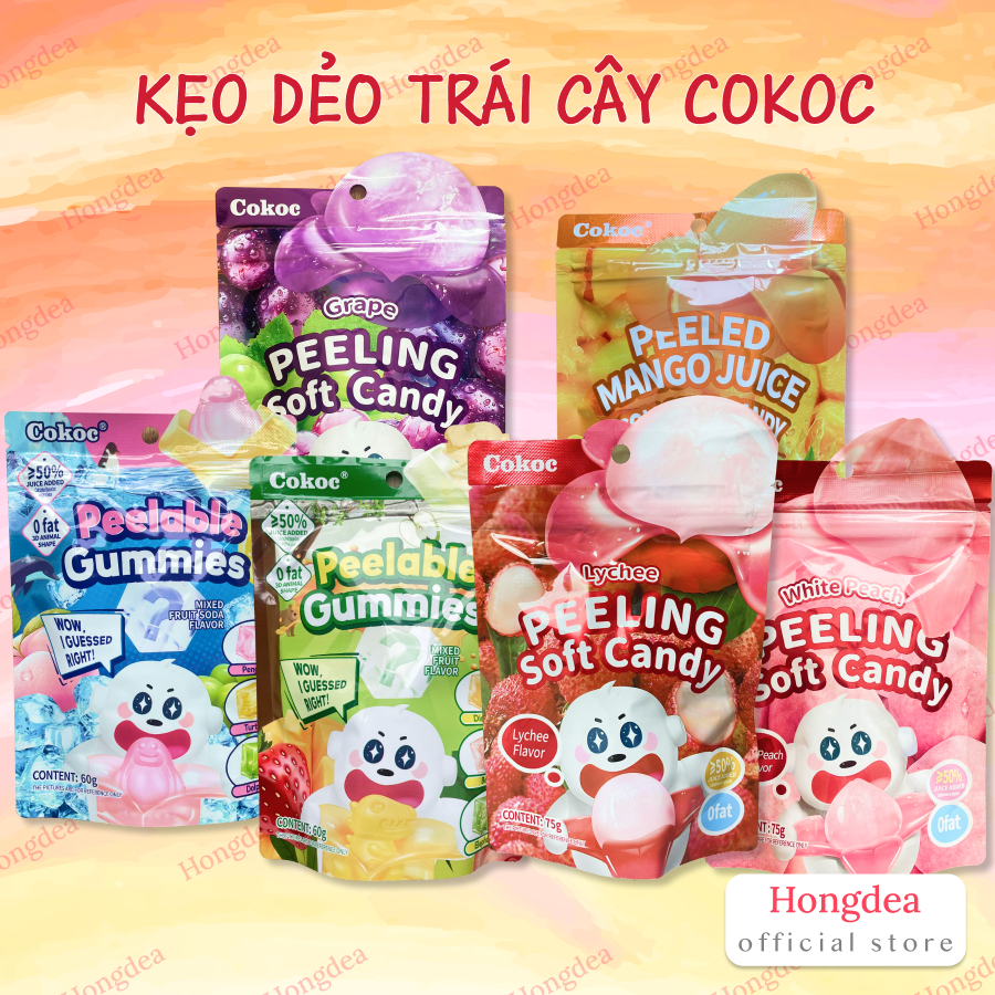Kẹo Dẻo Trái Cây Lột Bóc Vỏ Có Con Vật 3D BoBo Cokoc gói 60g/ 75g