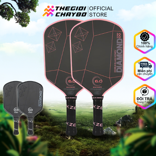 Vợt Pickleball Six Zero Double Black Diamond Control - Sợi Carbon, Tăng Lực Đánh, Độ Bền Cao