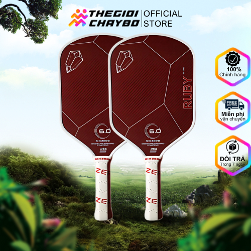Vợt Pickleball Six Zero Ruby White And Red Chính Hãng - Có Carbon Hỗ Trợ Lực