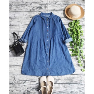 VÁY ĐẦM SƠ MI DENIM XẾP LY