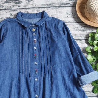VÁY ĐẦM SƠ MI DENIM XẾP LY