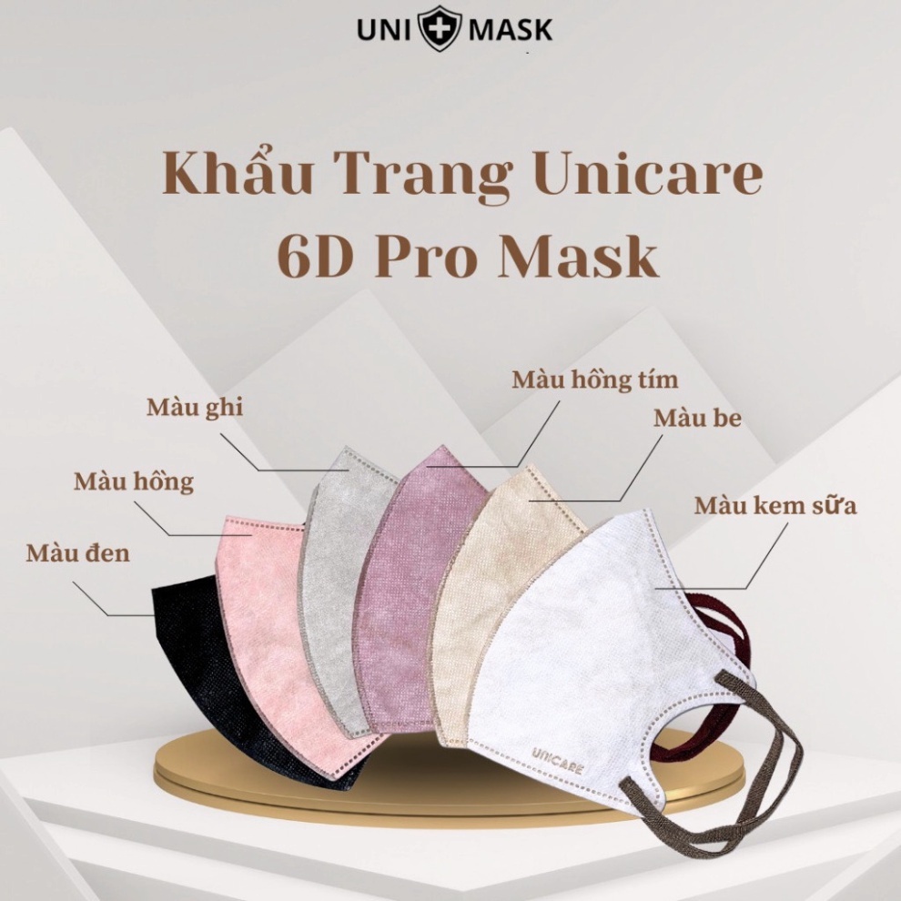 [Sỉ Thùng 100 Chiếc] Khẩu trang 6D PRO UNICARE, hàng cao cấp chính hãng UNI MASK