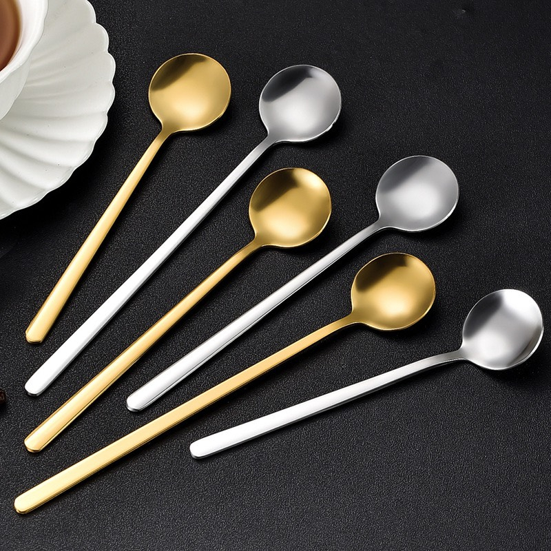Thìa pha cà phê inox 304 mạ vàng pha trà muỗng cafe dài 13cm