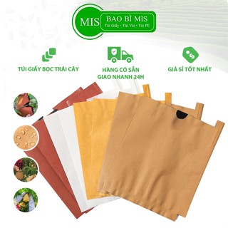 100 Túi Bọc trái cây giấy Chống Ruồi Vàng, Túi Bọc Ổi, Xoài, Mận, Bưởi cột dây kẽm chống nước