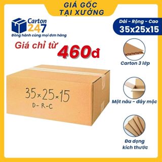 [COMBO 10] 35x25x15 Hộp carton đóng hàng size to đóng gói hàng hóa giá rẻ - Carton 247