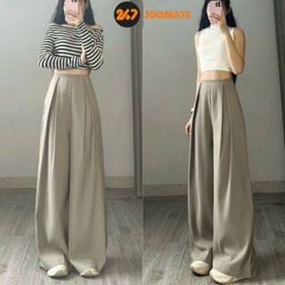  Quần tây ống rộng 247Joomate cạp cao culottes ống rộng nữ xếp ly trước ulzzang nhiều màu 389 P2K4 